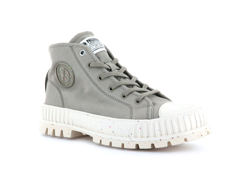 Grey Kids' Palladium Pallashock Mid Organic High Tops | 1670WALJX