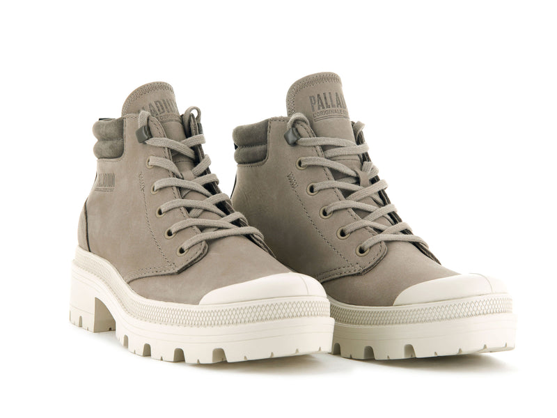 Grey Women's Palladium Pallabase Lo Cuff High Tops | 2873OSWDX