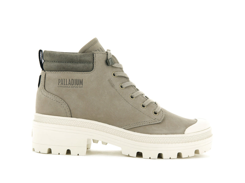 Grey Women\'s Palladium Pallabase Lo Cuff High Tops | 2873OSWDX