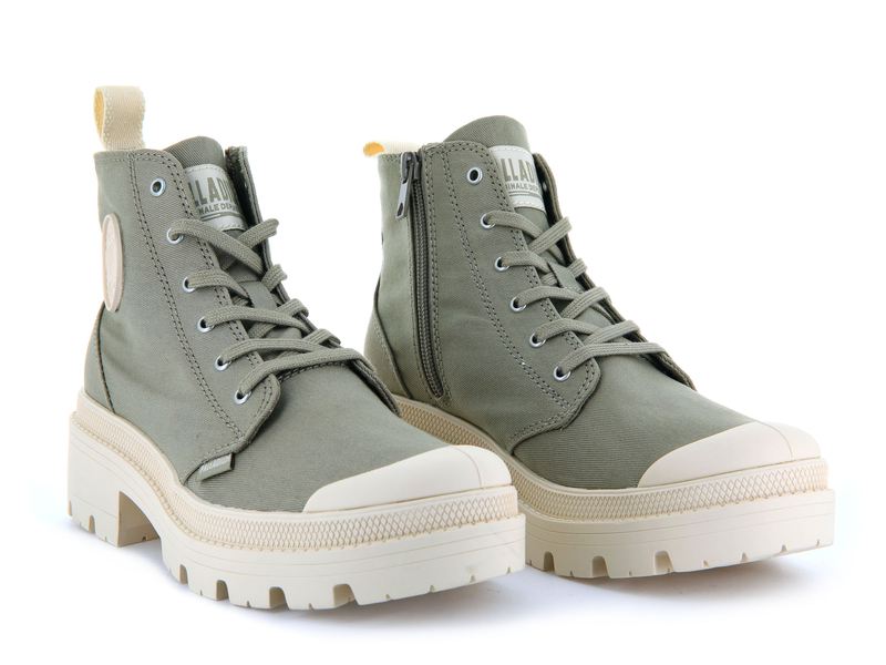 Grey Women's Palladium Pallabase Twill Boots | 3210GLYTM