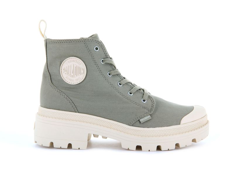 Grey Women\'s Palladium Pallabase Twill Boots | 3210GLYTM