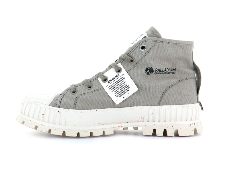 Grey Women's Palladium Pallashock Mid Organic High Tops | 2760TBHSM