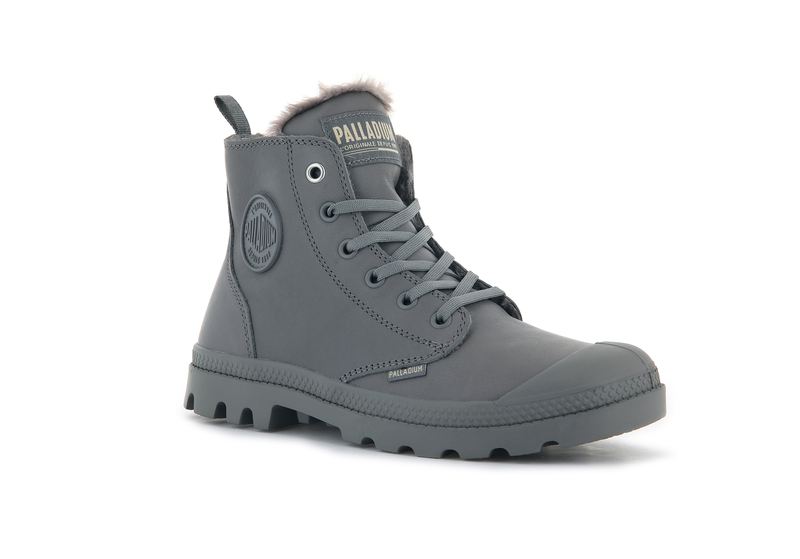 Grey Women's Palladium Pampa Hi Zip Leather S Boots | 4713CTHSZ