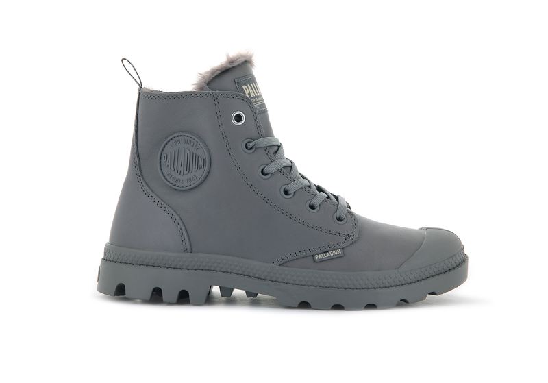 Grey Women\'s Palladium Pampa Hi Zip Leather S Boots | 4713CTHSZ