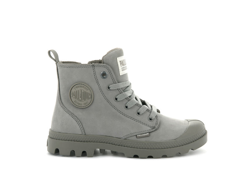 Grey Women\'s Palladium Pampa Hi Zip Nubuck Boots | 6083BPDVW