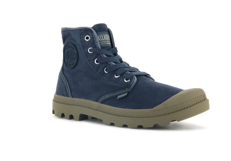 Navy Men's Palladium Pampa Hi Boots | 9245HGAMW