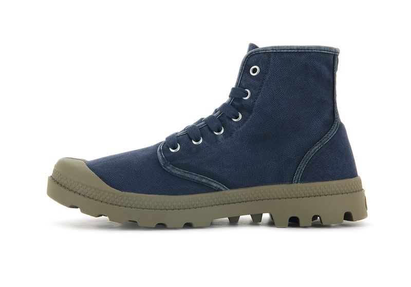 Navy Men's Palladium Pampa Hi Boots | 9245HGAMW