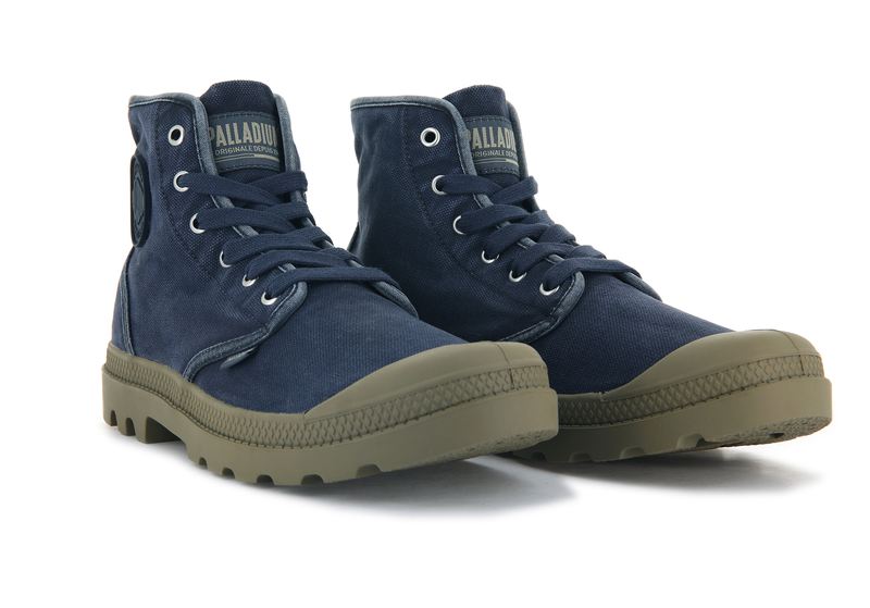 Navy Men's Palladium Pampa Hi Boots | 9245HGAMW