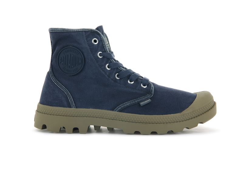 Navy Men\'s Palladium Pampa Hi Boots | 9245HGAMW