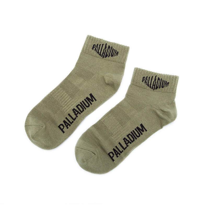 Olive/Black/White Men's Palladium Basic Lo Pack Socks | 0689CXYMU