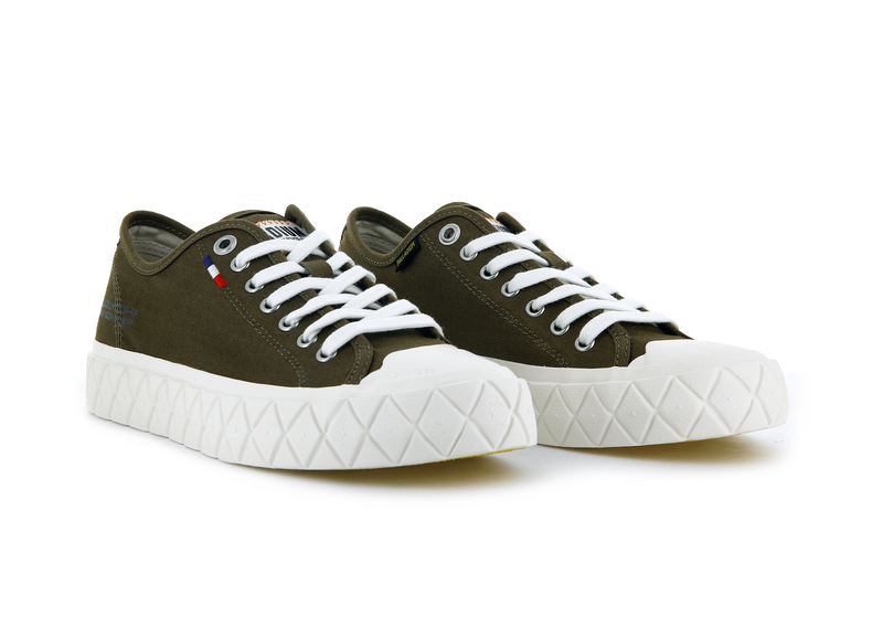 Olive Kids' Palladium Palla Ace Canvas Low Tops | 9471ZRQAY