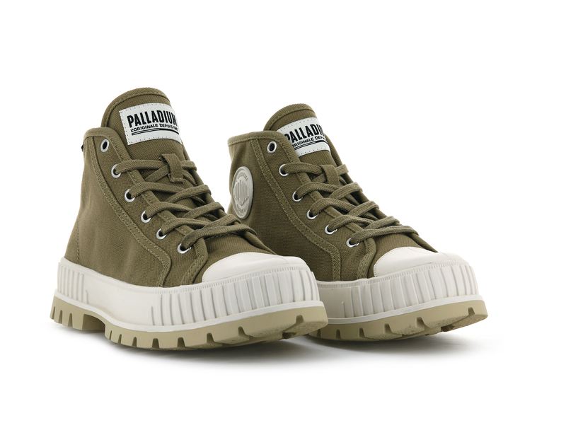 Olive Kids' Palladium Pallashock Mid Og High Tops | 4532NYMIX