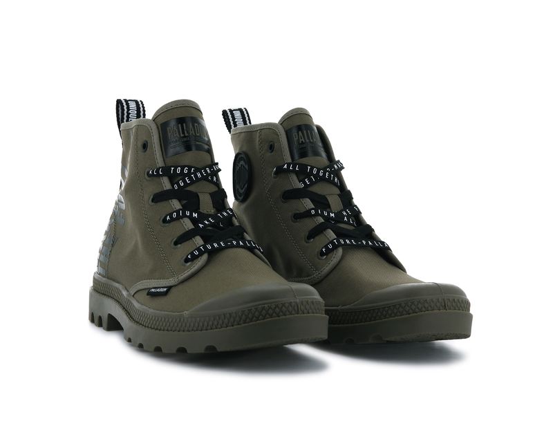 Olive Kids' Palladium Pampa Hi Future Boots | 6087LQCMB