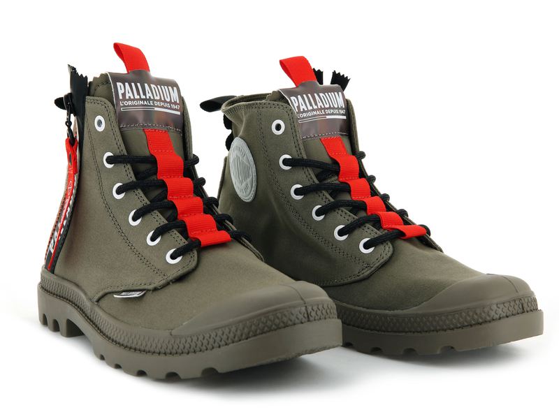 Olive Kids' Palladium Pampa Hi Ticket To Earth Boots | 3275UJFDX