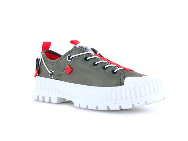 Olive Men's Palladium Pallashock Lo Ticket To Earth Low Tops | 0538IKDWJ