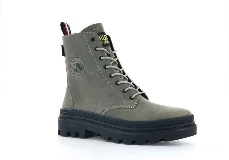 Olive Men's Palladium Pallatrooper Off-3 Boots | 0253ROJVW