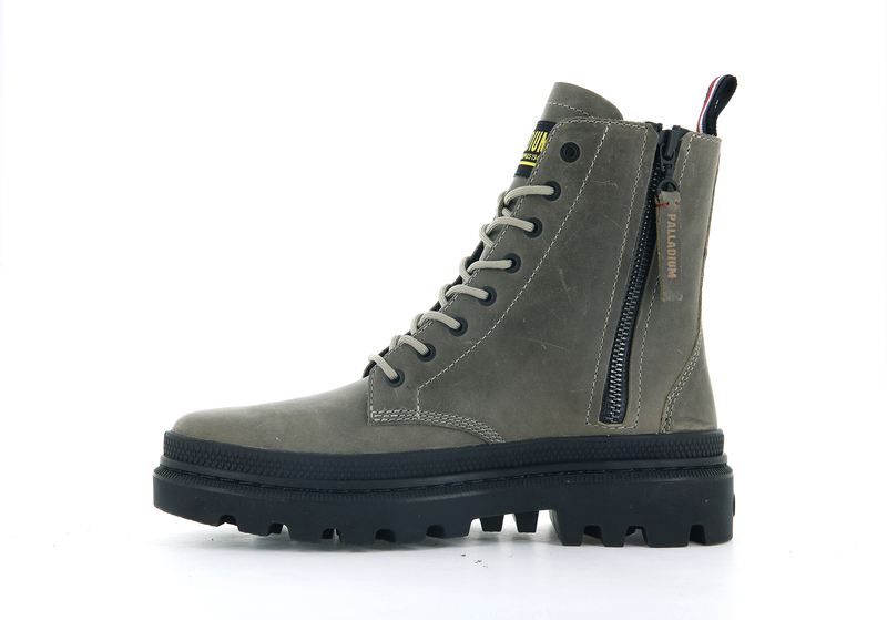 Olive Men's Palladium Pallatrooper Off-3 Boots | 0253ROJVW