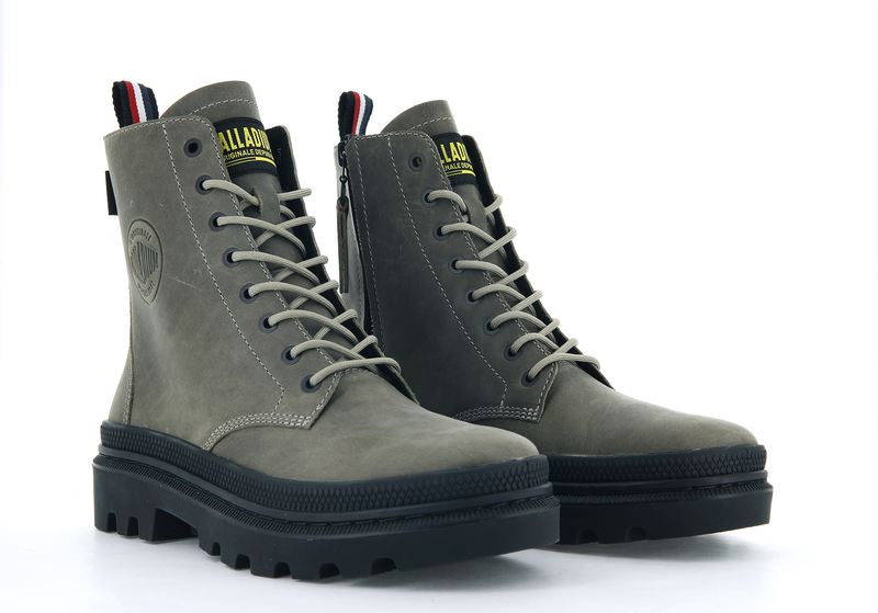 Olive Men's Palladium Pallatrooper Off-3 Boots | 0253ROJVW