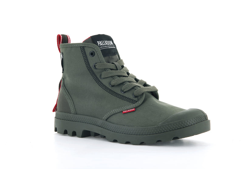 Olive Men's Palladium Pampa Dare 2 Survive High Tops | 4261KWUFG