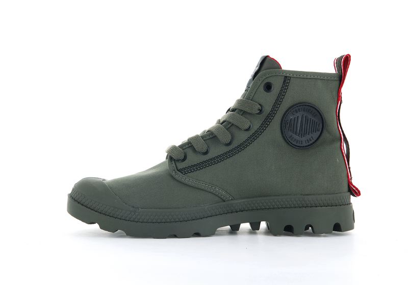 Olive Men's Palladium Pampa Dare 2 Survive High Tops | 4261KWUFG