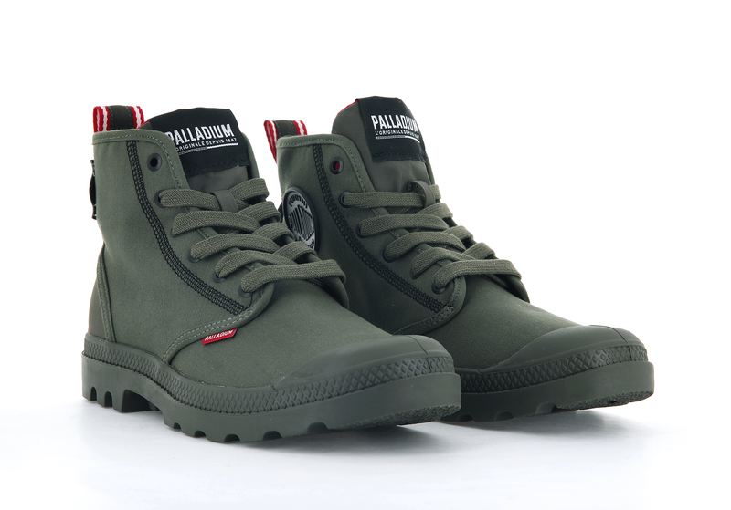 Olive Men's Palladium Pampa Dare 2 Survive High Tops | 4261KWUFG