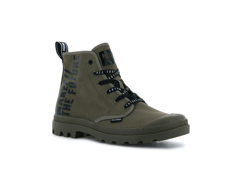 Olive Men's Palladium Pampa Hi Future High Tops | 5673POYTK