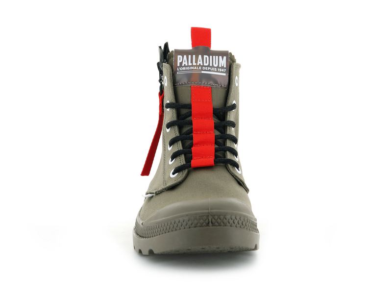 Olive Men's Palladium Pampa Hi Ticket To Earth High Tops | 4230FTAMZ