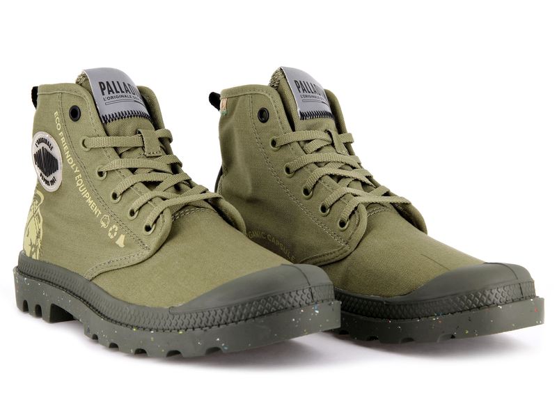 Olive Men's Palladium Pampa Organic Metro Boots | 5962ZUVOI