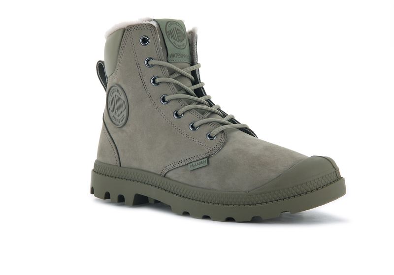 Olive Men's Palladium Pampa Sport Cuff Wps Boots | 4163YLFMR