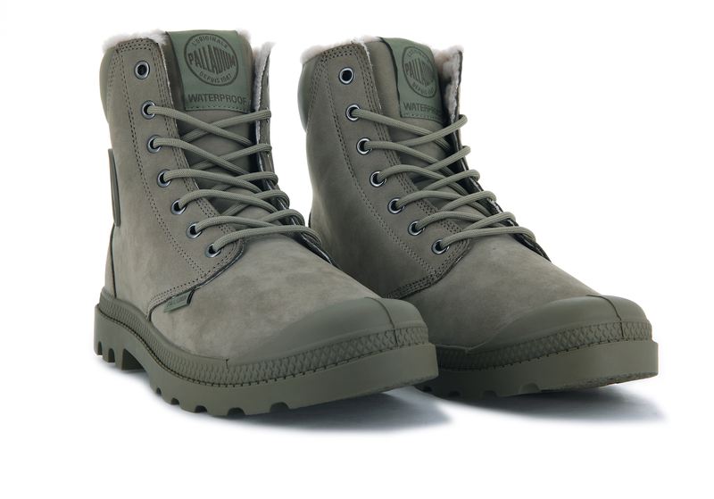 Olive Men's Palladium Pampa Sport Cuff Wps Boots | 4163YLFMR