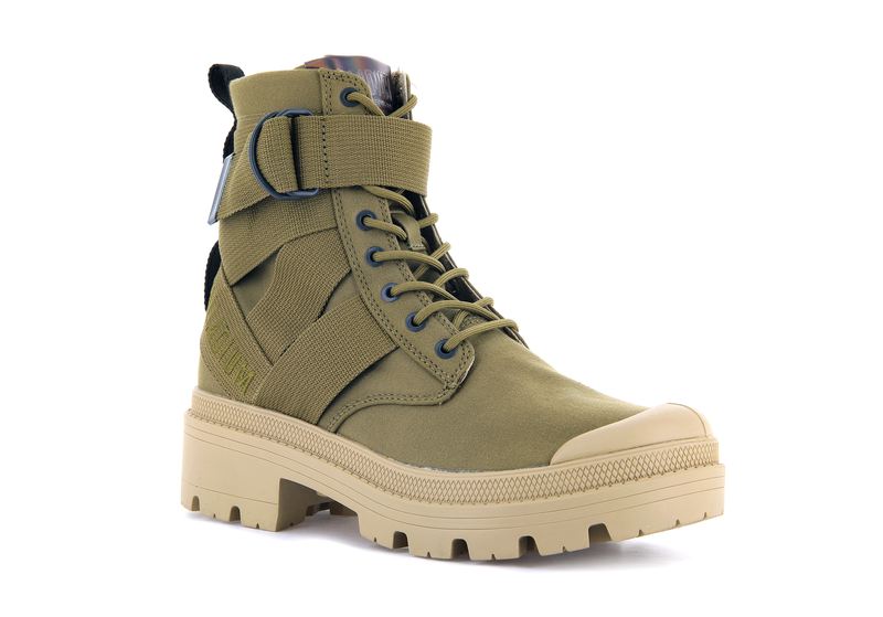 Olive Women's Palladium Pallabase Tact S Tx Boots | 2198CJDBH