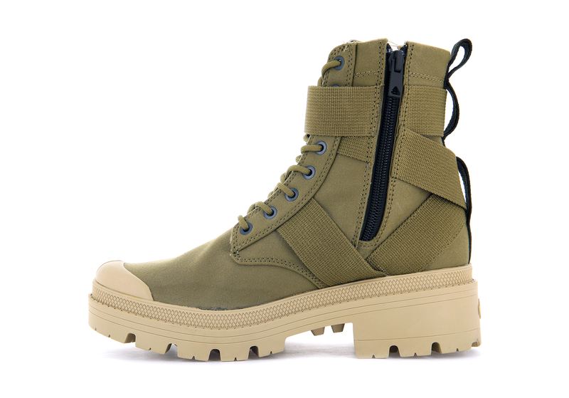 Olive Women's Palladium Pallabase Tact S Tx Boots | 2198CJDBH