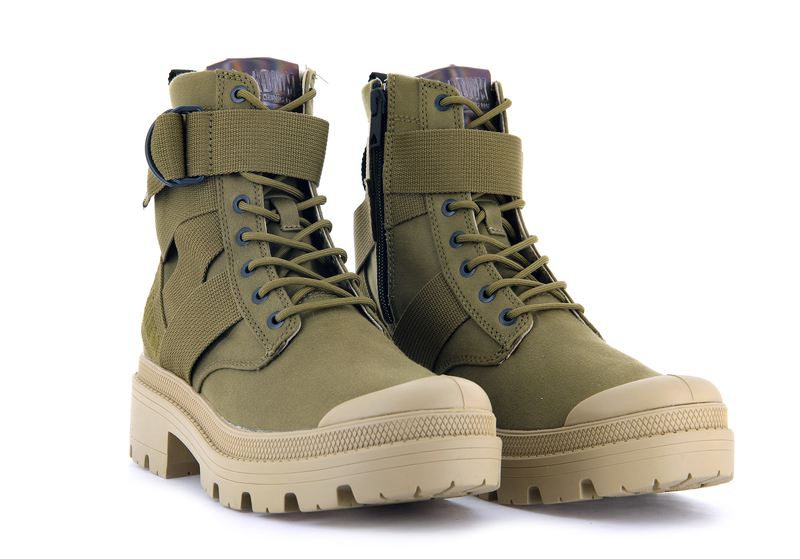 Olive Women's Palladium Pallabase Tact S Tx Boots | 2198CJDBH