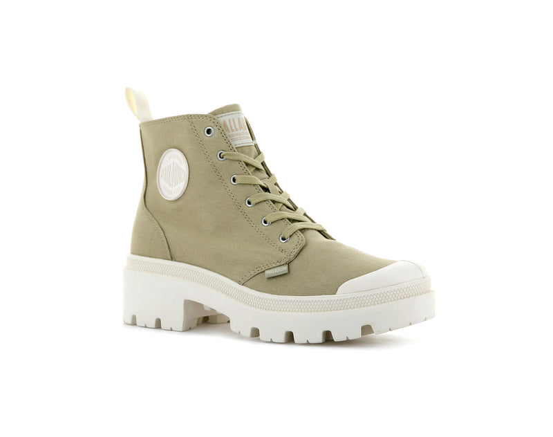 Olive Women's Palladium Pallabase Twill Boots | 1758LRYTI