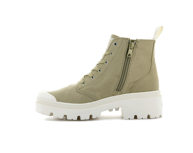 Olive Women's Palladium Pallabase Twill Boots | 1758LRYTI