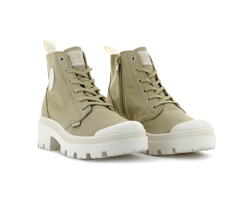 Olive Women's Palladium Pallabase Twill Boots | 1758LRYTI