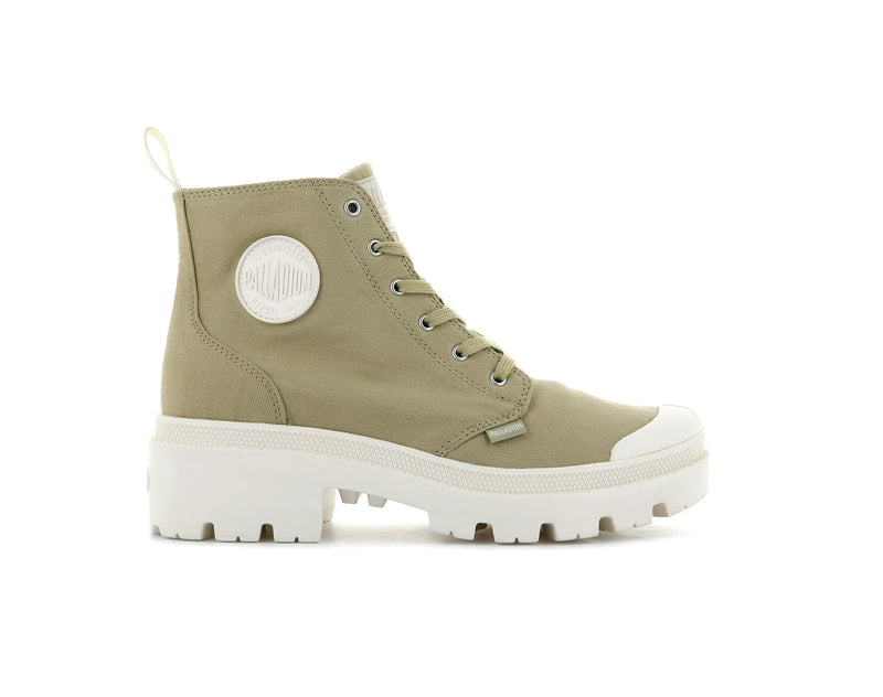 Olive Women\'s Palladium Pallabase Twill High Tops | 3275QOUNH