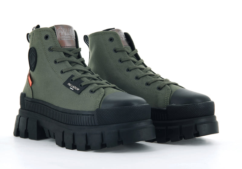 Olive Women's Palladium Revolt Hi Tx High Tops | 7413STODQ