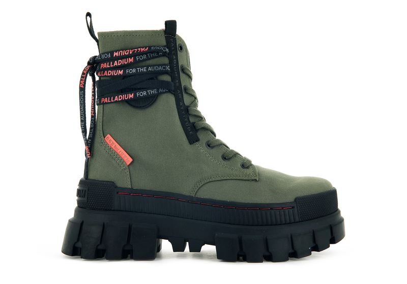 Olive Women\'s Palladium Revolt Tx Boots | 0834BDPKY