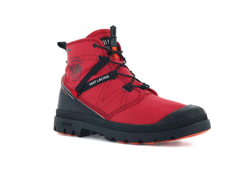 Red Men's Palladium Pampa Travel Lite+ Waterproof High Tops | 2890SLRPV