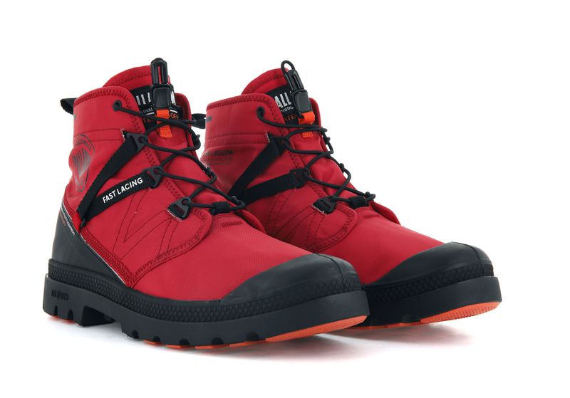 Red Men's Palladium Pampa Travel Lite+ Waterproof High Tops | 2890SLRPV