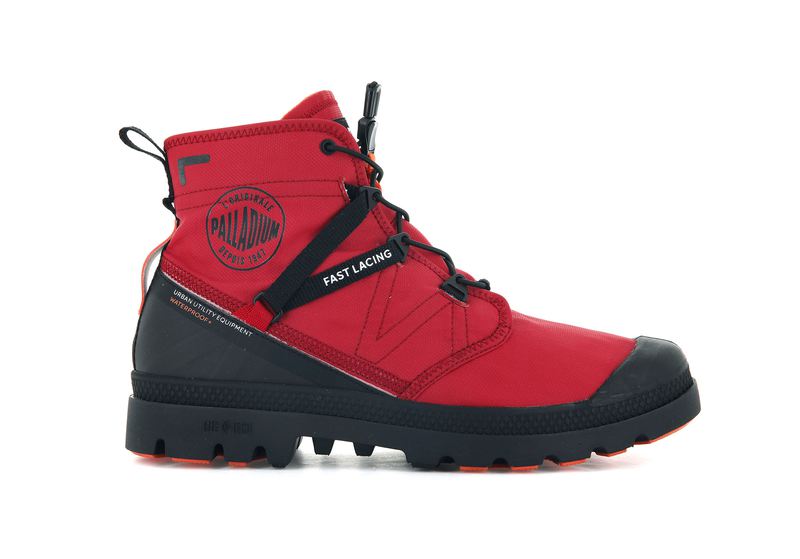 Red Men\'s Palladium Pampa Travel Lite+ Waterproof High Tops | 2890SLRPV