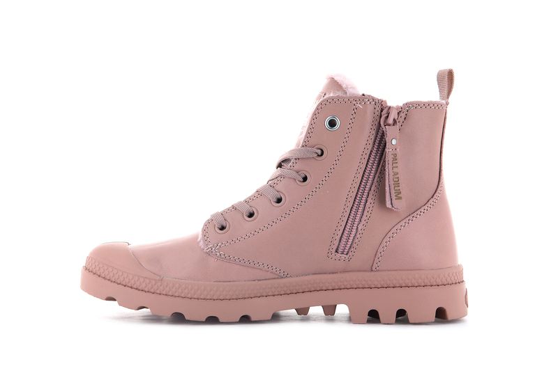 Rose Women's Palladium Pampa Hi Zip Leather S High Tops | 3012TIQSW