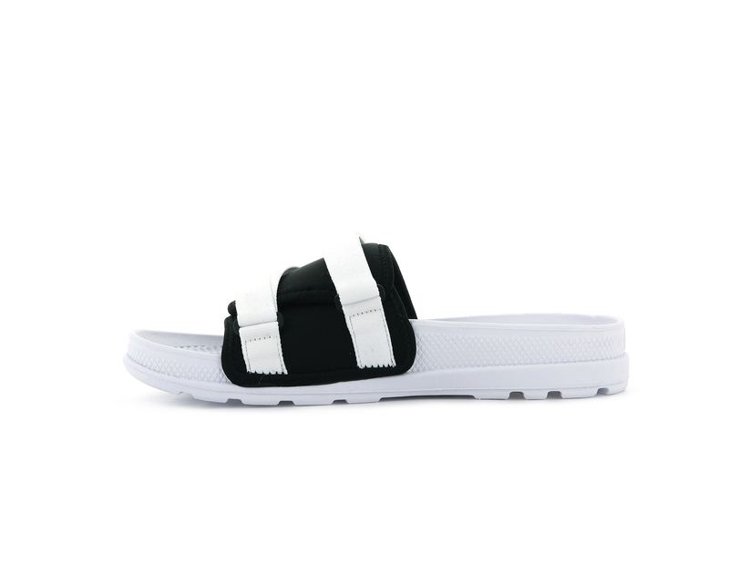 White/Black Kids' Palladium Solea Slides | 2931KFCUN