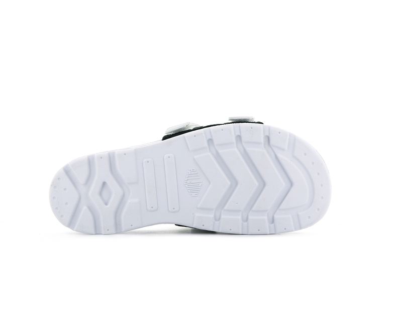 White/Black Kids' Palladium Solea Slides | 2931KFCUN