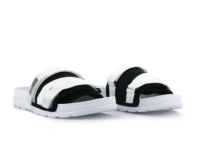 White/Black Kids' Palladium Solea Slides | 2931KFCUN