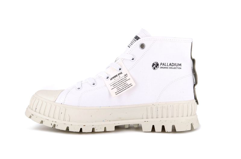 White Kids' Palladium Pallashock Mid Organic High Tops | 5908SVWOD