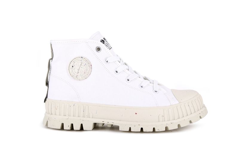 White Kids\' Palladium Pallashock Mid Organic High Tops | 5908SVWOD