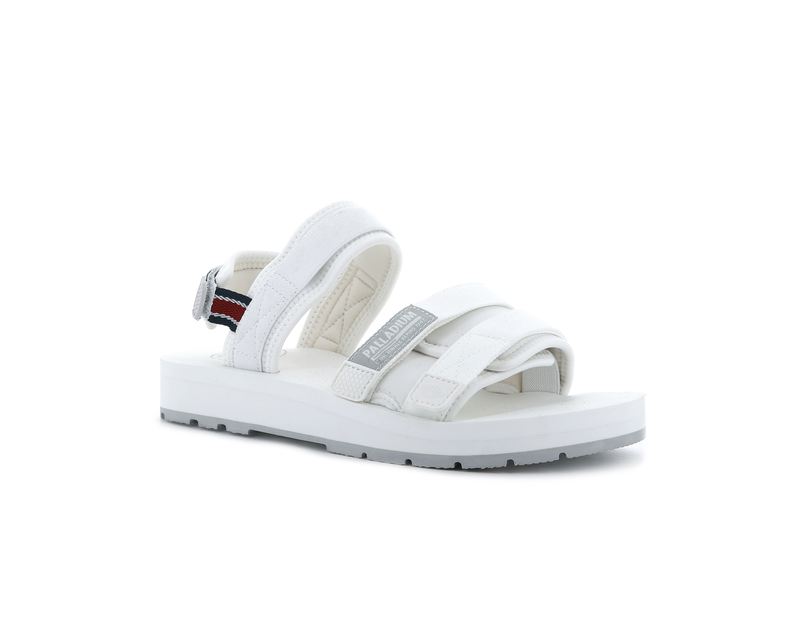 White Men's Palladium Outdoorsy Sandals | 9487HAFMT