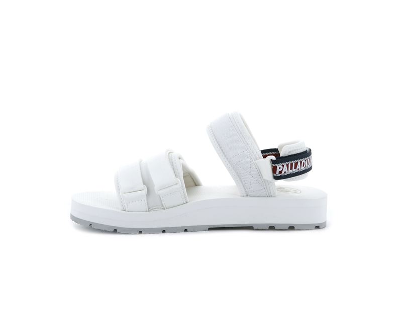 White Men's Palladium Outdoorsy Sandals | 9487HAFMT